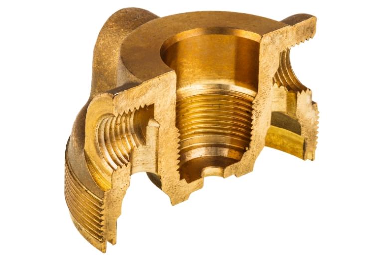 Cut away of brass CNG valve body 1