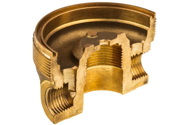 Cut away of brass CNG valve body 2